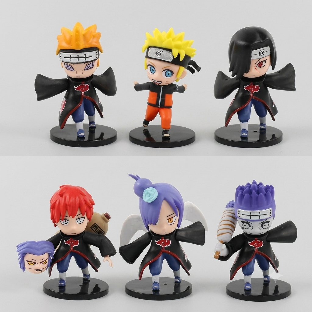 Naruto Shippuden Akatsuki Chibi Figure Collection Set 6 Pieces ( 10cms )